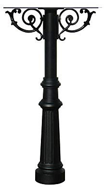 Qualarc HPWS2-US-800 Hanford Twin w/Scroll Supports Post Mounted Mailbox System, Black