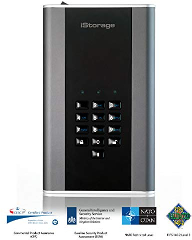 iStorage DiskAshur DT2 14 TB - Secure Encrypted Desktop Hard Drive - FIPS Level-2 - Password Protected - Dust/Water Resistant