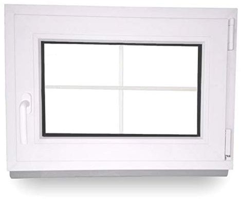 JeCo Sprossenfenster Kellerfenster Garagenfenster - BxH:1200 x 700 mm - DIN Rechts - 2-Fach Verglasung - 60 mm Profil