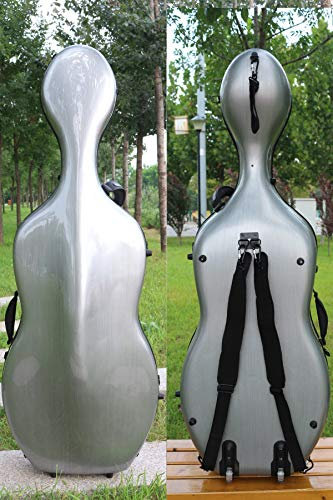 4/4 Custodia per violoncello in fibra di carbonio mista Full size Custodia rigida rigida forte luce 4.5kg Supporto 300kg pressione (grigio)
