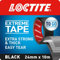 Loctite 2505718 Extreme Tape, Extra-Strong Adhesive Tape, Extra-Thick Waterproof Black Tape, Easy-Tear Duct Tape for Tough Repairs, Black, 24mm x 10m