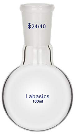 Labasics Glass 100ml Single Neck One Neck Round Bottom Flask RBF, with 24/40 Standard Taper Outer Joint, 100ml