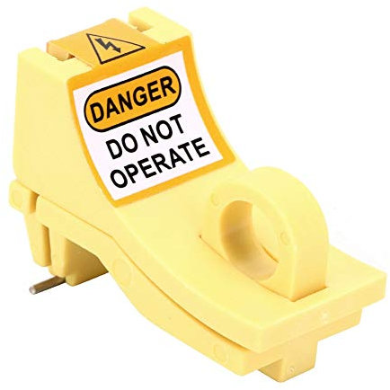 Lock Circuit Breaker Lockout - Miniature Circuit Breaker Lockout Tagout, Outward Pin Security Lock Off Device - Electrical Security Lock Device (Yellow)