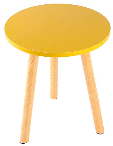 Wakauto Holz Runder Beistelltisch Sockel Couchtisch Esstisch Beistelltisch für Wohnzimmer Schlafzimmer Balkon Und Büro (Gelb)