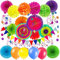 ZERODECO Party-Dekoration, mehrfarbige Papierfächer, Pompons, Blumen, Girlanden, Konfetti, Latex-Luftballons, Schnur, gepunktet, dreieckige Wimpelkette für Geburtstag, Cinco De Mayo Fiesta,