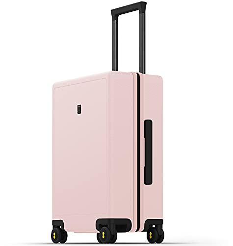 LEVEL8 Handgepäck Koffer Leicht aus 100% Polycarbonat,Koffer Trolleys Hartschalen,TSA,8 Spinner Rollkoffer Reisekoffer Elegance Micro-Diamond Textured Design(54cm,40L,Hell-Pink)