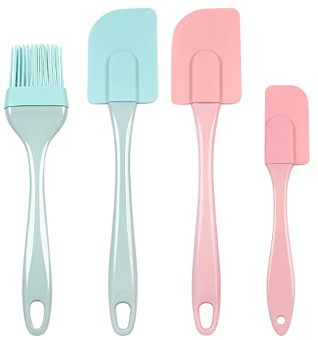 TLXX Silicone Spatulas, Set of 4 Cake Cream Mixing Spatula Heat-Resistant Integrated Multifunctional Kitchen Tool for Baking Cooking (Colorful)