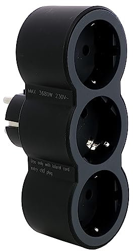 LEGRAND Adaptadores 2P+T, 3 Tomas de enchufes/Corriente Frontales, Horizontal, Ladron de enchufes, Color Negro/Gris Oscuro 694519