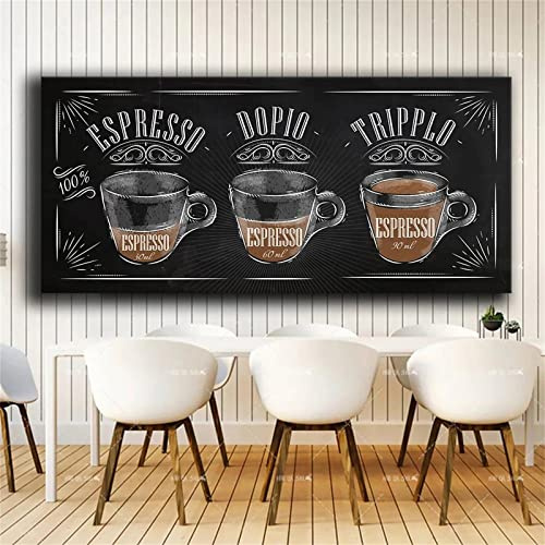 5D Diamond Painting Kaffee-Menü Diamant Painting Set, DIY Daiments Painting Vollbohrer Kit, Malen Nach Zahlen Erwachsene Kinder, Büro Eingang Wand Wohnzimmer Schlafzimmer Dekoration, 40x80cm/16x32in