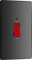BG Electrical Evolve Doppelpoliger, rechteckiger Schalter mit LED-Betriebsanzeige, 45 A, Schwarz/Chrom