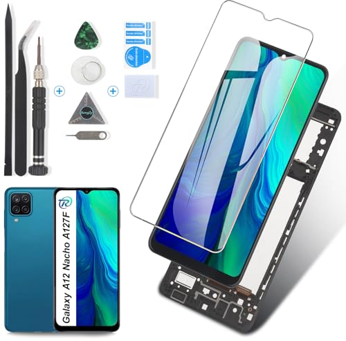 RongZy für Samsung Galaxy A12 A127F A127M LCD Bildschirmersatz für für Samsung A12s A127 Touchscreen Digitalisierer Display mit Werkzeugen(Schwarz mit Rahmen)