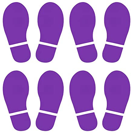 PATIKIL 150x63mm Fußabdruck Aufkleber Dunkellila, 4 Paare PVC Bodenmarkierung Fußabdrücke Aufkleber Böden Wand Decke Treppen Klassenzimmer Stadion Einkaufszentrum U-Bahnen Bushaltestelle