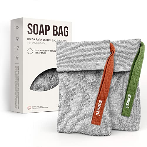 ZOMCHI 2 Stück Seifenbeutel und Seifenspartasche zur Verwendung in der Dusche, Premium Body Scrubber Duschschwamm (Zwei weiche Seifenbeutel)