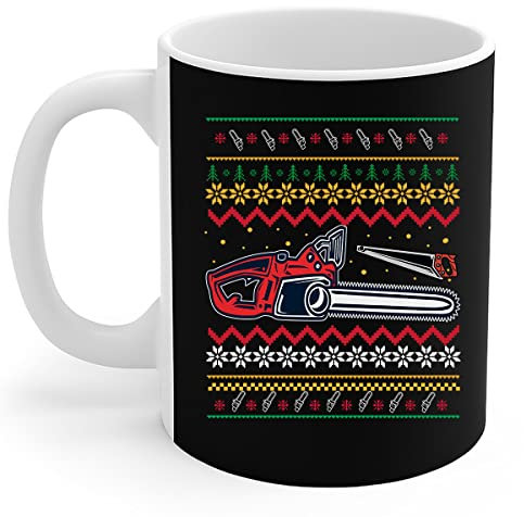 456 Porcelain Mug Lumberjack Chainsaw Xmas Arborist Logger Gift Funny Custom Mugs Eco Friendly Drinking Cups for Colleague Men Home 330Ml