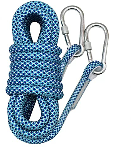 HAMIMI sicherungsseil Outdoor-Seil kletterseil Nylon Statisches Seil mit 2 Stahlhaken für Anwendungen Notüberleben, Feuerrettung,10.5mm-5m