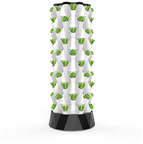 Hydroponik-Turm, Hydroponik-Wachstumssystem mit Hydratisierungspumpe, Timer, Adapter, Saatbett und Netztöpfen für Kräuter, Obst und Gemüse im Innenbereich