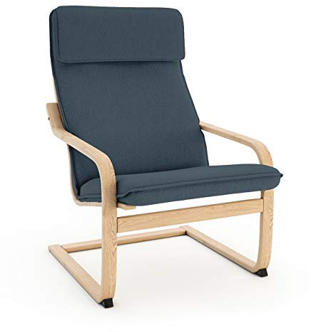 Vinylla Sessel Ersatzbezug für IKEA POANG Stuhl (Kissen Design 1, Baumwolle - Seeblau)