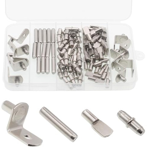 Regalstützklammer-Set, 94 Stück, 4 Stile, 5 mm, vernickelt, Schrankregalhalterungen, Regalstifte, Halter für Bücherregal, Küche, Schrank, Regal, Möbel, Schrank