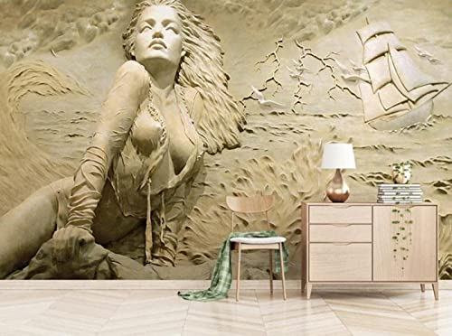 Papier Peint Panoramique Camaïeu De Plâtre Beauté Du Bord De Mer Papier Peint 3D Intissé Decoration Murale Chambre Salon