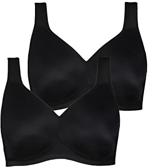 Ulla Popken Damen Mikrofaser-BH, 2er Pack Cup C-d BH, Schwarz, 100E EU