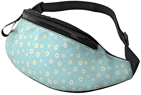 874 Damen Brustbeutel Gänseblümchen, Niedlich, Blume, Retro-Stil Unisex Schultertaschen Große Kapazität,Stylisch Damen Bauchtasche Für Sport Joggen Outdoor 14X35Cm