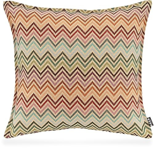 H.O.C.K. Maribel Outdoor Kissen inkl. Füllung Sitzkissen Dekokissen bunt Multi Zick-Zack Boho (50x50cm)