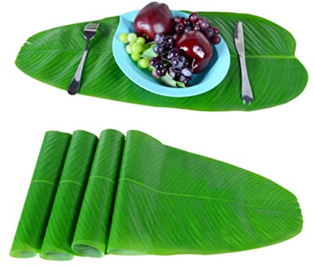 NAMOARLY 10pcs Green Leaf Meal Mats Scale Plant Decor Non-slip Bowl Mat Easy Clean Protect Table from Damage