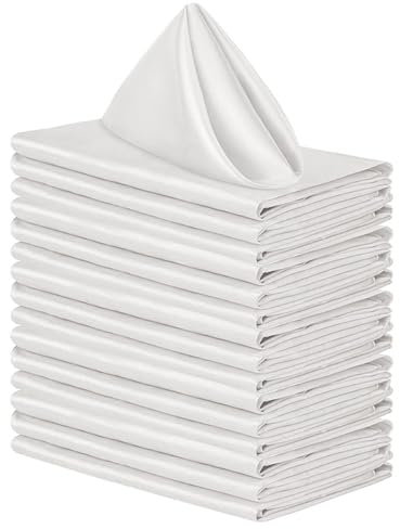 Wambere 4 Stück Stoffservietten Servietten Quadratisch,Wiederverwendbare Napkins Cloth,Waschbare Servietten Stoff,Tischdekoration für Indoor Outdoor Partys Hochzeit Geburtstag Familie,Weiß,30x30cm
