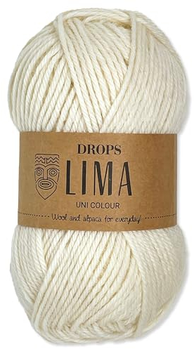 Frida's Wollhaus Drops 50 g Lima Uni Stricken Häkeln Schurwolle Alpaka Filzen 21 Farben (Uni 0100 | Natur)