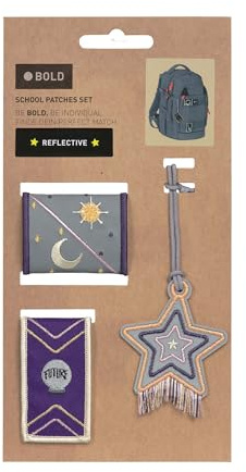 LÄSSIG Mehrfarbig Unisex Kinder Reisezubehör- Gepäckanhänger Patches, Universe purple,Einheitsgröße