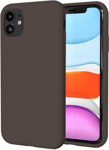 TAXXOE Silicone Case with iPhone 11 Case Soft Ultra Slim Protective Shockproof Liquid Silicone Phone Case,Anti-Scratch Microfiber Lining,6.1 inch-Brown
