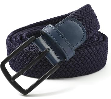 Ymmchy Elastischer Gürtel Herren Stoffgürtel Geflochtener Stretchgürtel Dehnbarer Gürtel Flechtgürtel Männer Breite 3.5cm Dunkelblau M