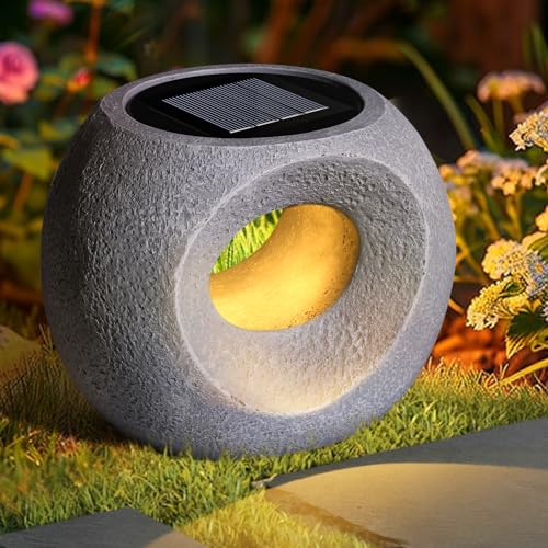 Eletorot Solarlampen für Außen Garten, Modern Solarleuchten für Außen mit Warmweiß, Wasserdicht Auto Ein/Aus Solar Steine Gartenleuchten, Garten Deko für Rasen, Terrasse, Balkon, Vorgarten