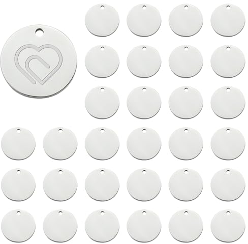304 Edelstahl Flach Rund Charme 30 Stück 23mm Blank Stamping Tag Edelstahl Runde Blank Stamping Tag Runde Tag mit Loch Haustiere Blank Anhänger für Armband für Halskette Hundemarken Schmuck