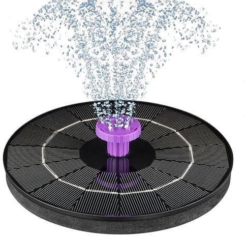 Bomba solar de 3,5 W para baño de pájaros, bomba de agua alimentada por energía solar, fuente de agua para exteriores con boquillas 8 en 1, 4 tubos fijos para colibríes, jardín, piscina, estanque