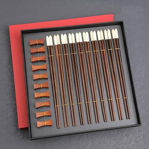SHENBOBOBO Palillos de palisandro rojo, palillos reutilizables, palillos con incrustaciones de concha, ligeros y adecuados para principiantes(Color:Ten Pairs)