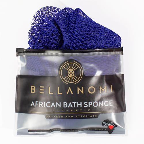 Bellanomi African Exfoliating Mushroom - Authentic/Ethically Sourced from Nigeria/45 Long (Navy Blue)