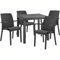 Sicignano | Set 5 Pezzi, 4 Sedie con Braccioli + 1 Tavolo Quadrato Rattan - Impilabile, Resistente agli UV, Arredo Interno Esterno Bar Pub Giardino Terrazzo, Made in Italy (Antracite)