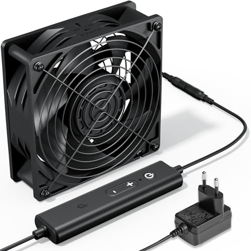 upHere AC 220V PC Lüfter,Dual Kugellager mit 5 Einstellbare,Lüfter PC mit AC Geschwindigkeit Kontrolle DC Lüfter 12V Kühlung Lüfter für PC Laptop,120 x 38mm Lüfter PC,D1K1