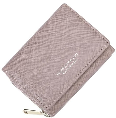 HAIWILL Geldbeutel Damen Klein PU Leder, Portmonee Mit Münzfach und 7 Kartenfächern, Gross Kapazität Kleines Portemonnaie Viele Fächer (X Rosa2)