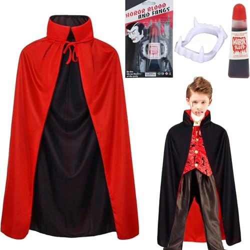 Winwild Disfraz de Vampiro para Halloween - Capa de Drácula para Niños y Hombres