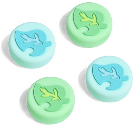 DLseego Thumb Grip Cap for Switch,Leaves 3D Analog Stick Caps Cover,Soft Silicone Joystick Cover Caps Compatible with Switch/Switch Lite/Switch OLED - Green+Blue