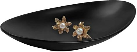 gvivej Matt-schwarze Schlüsselschale für Flur & Eingang - Ovaler Organizer für Schlüssel, Kleingeld & Mehr 25 x13,5cm - Ablageschale für Minimalistische Hausfrau