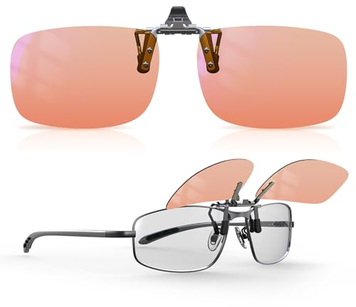 Goiteia FL-Rose Migräne-Brille zum Anklippen, bernsteinfarben, blaues Licht, blockierende Brille für Augenbelastung, lichtempfindlich, fluoreszierende LED-Beleuchtung, Computer-Bildschirm-Blendung
