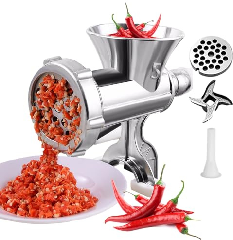 Molinillo de carne molida | Picadora de carne manual | Máquina para hacer salchichas de alta resistencia, molinillo de alimentos manual con diseño desmontable y base antideslizante para cocina