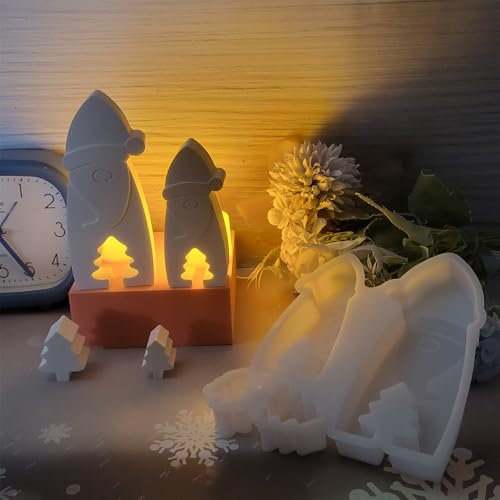 Silikonformen GießFormen Elch,Silikonform Weihnachten,DIY Silikonformen GießFormen Weihnachten,Weihnachtsdeko GießFormen Silikon,Kerzenformen Zum GießEn,3D Elch Weihnachten Deko (2PCS Zwerg)