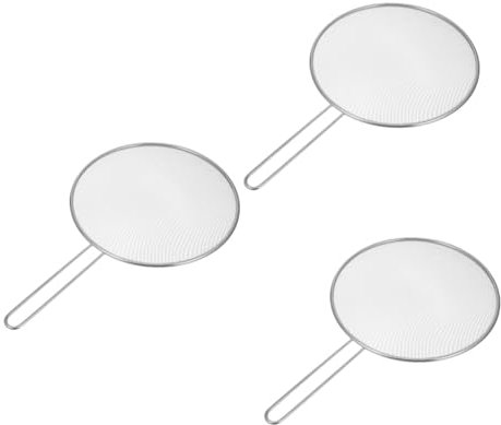 Garneck 3st Ölbeständige Netzabdeckung Ölspritzschutz Spritzschutz Zum Kochen Sieb Koch-Spritzer-Bildschirm Nicht Spritzschutz Für Die Küche Unterlage Pfannendeckel Silver Rostfreier Stahl