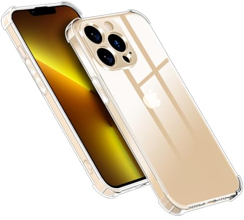 Ruayia Coque pour iPhone 13 Pro, Coque Transparente pour iPhone 13 Pro Anti-Jaunissement étui de Protection, Dos PC Rigide Souple Silicone Antichoc Bumper Housse - 6,1 Pouces - Clair