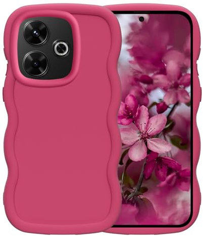 Yichxu Cover per Xiaomi Redmi 13 4G, Custodia con Forma Ondulata e Riccia Ragazze Antiurto Silicone TPU Morbida Case, Anti-Caduta Anti-Impronte Custodia per Redmi 13 4G, Rosa rossa
