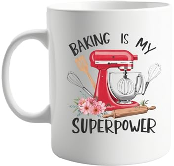 signkitsuk Baking is My Superpower Inspirational Quote - Unique Gift for Bakers, Home Cooks, and Kitchen Lovers - Funny and Motivational Mug for Birthdays, Holidays, or Special Occasions